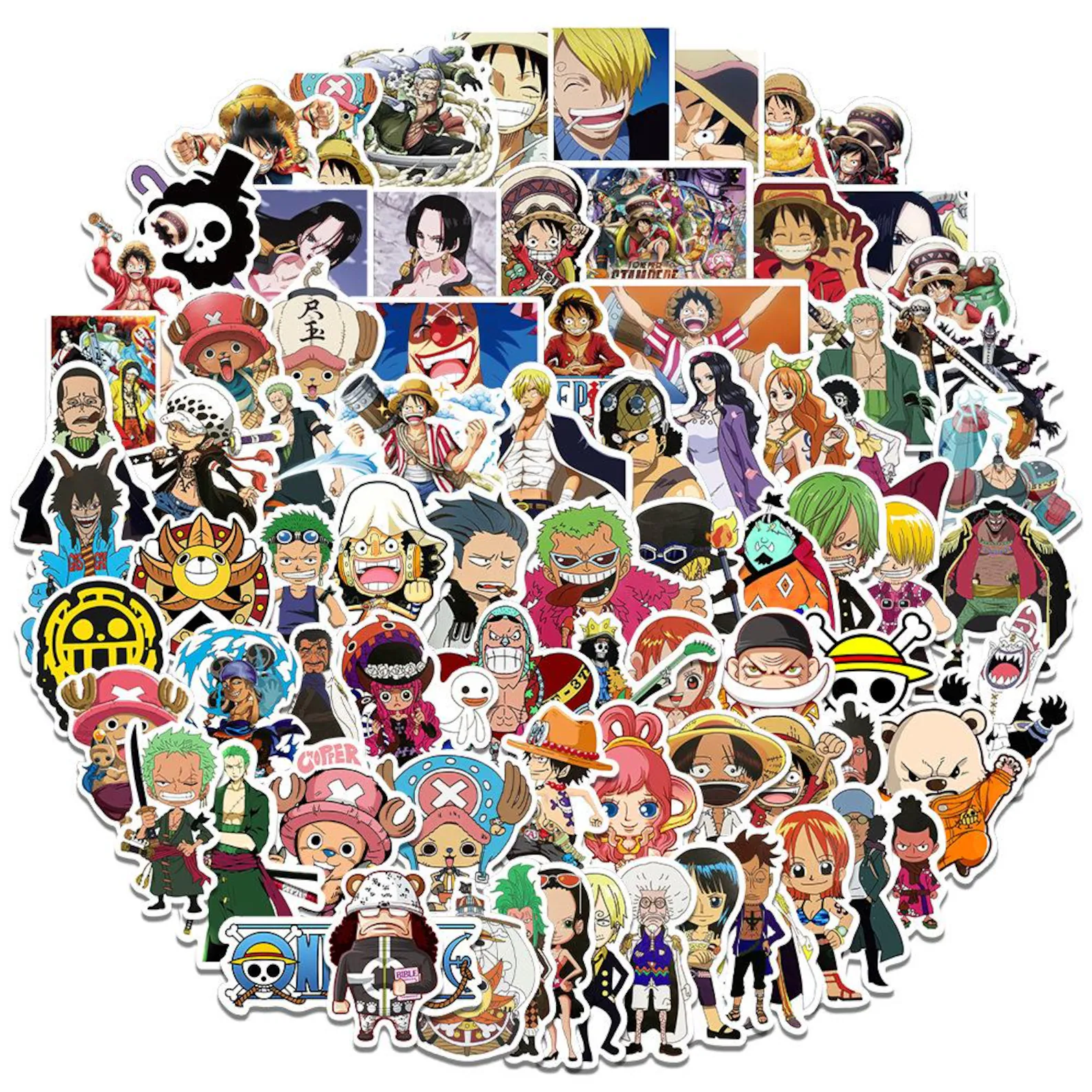100 pcs One Piece Anime Stickers Luggage Laptop Phone Snowboard Bicycles Motorcycles Fridge Water bottles Helmets