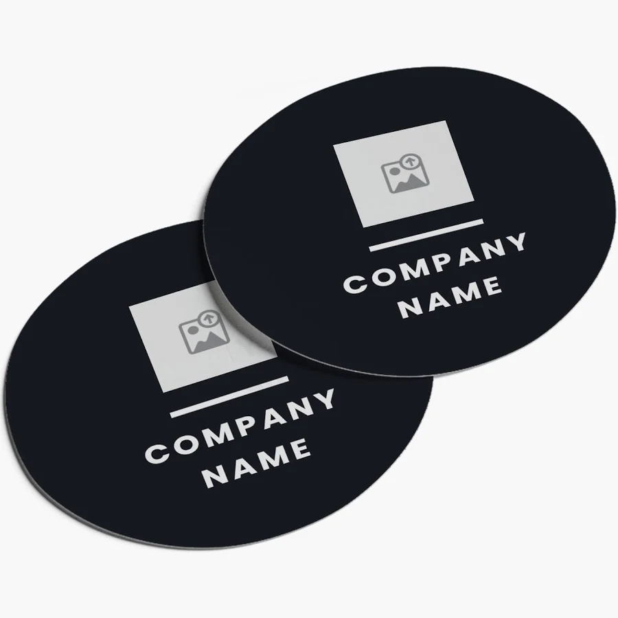 Custom Circle Stickers | 2" x 2" | Gray, Black and Blue | VistaPrint | Design: Gray, Minimal