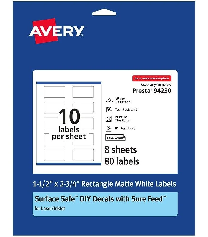 Avery Durable Removable Rectangle Labels
