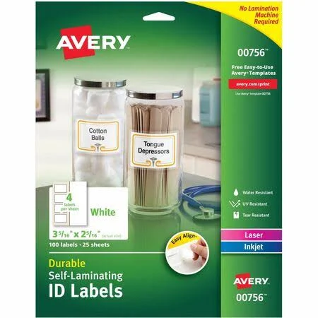 Avery Easy Align Self-Laminating ID Labels