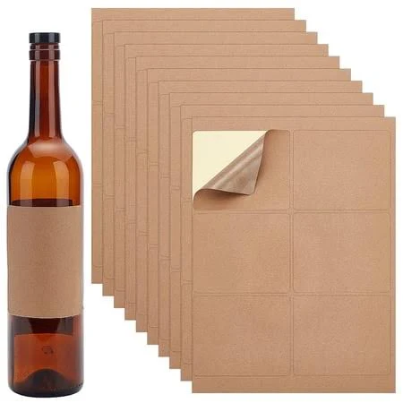 120pcs Brown Rectangular Wine Labels