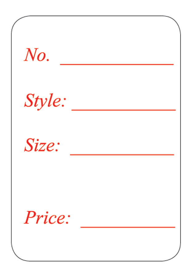 Self Adhesive Pre-Printed No. Style Labels