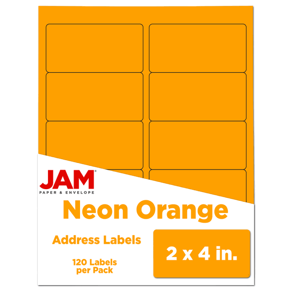 JAM Paper 2" x 4" Neon Orange Address Labels