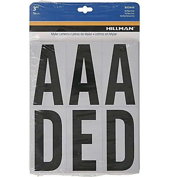 Hillman 3 In. Reflective Black Vinyl Self-Adhesive Letter Set