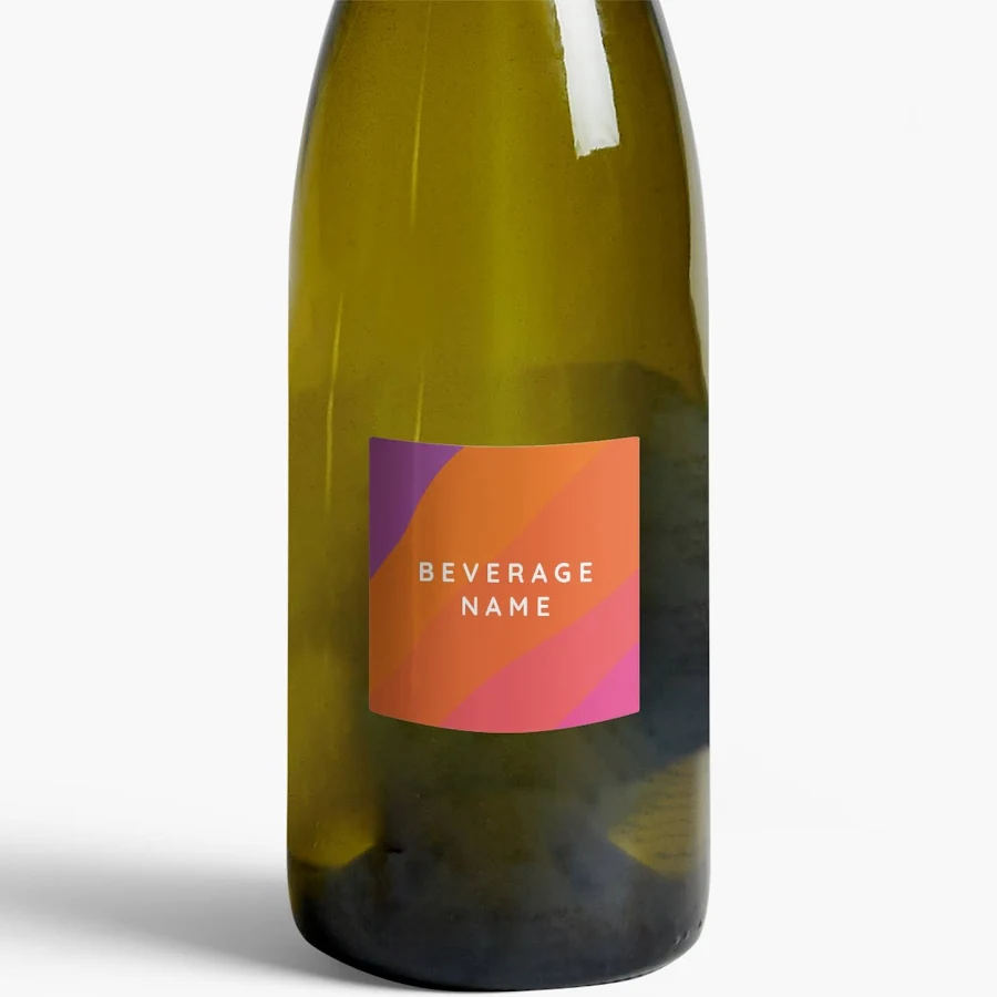 Custom Wine Labels | 2” x 2” | Orange, Red and Pink | VistaPrint | Design: Orange, Bold & Colorful