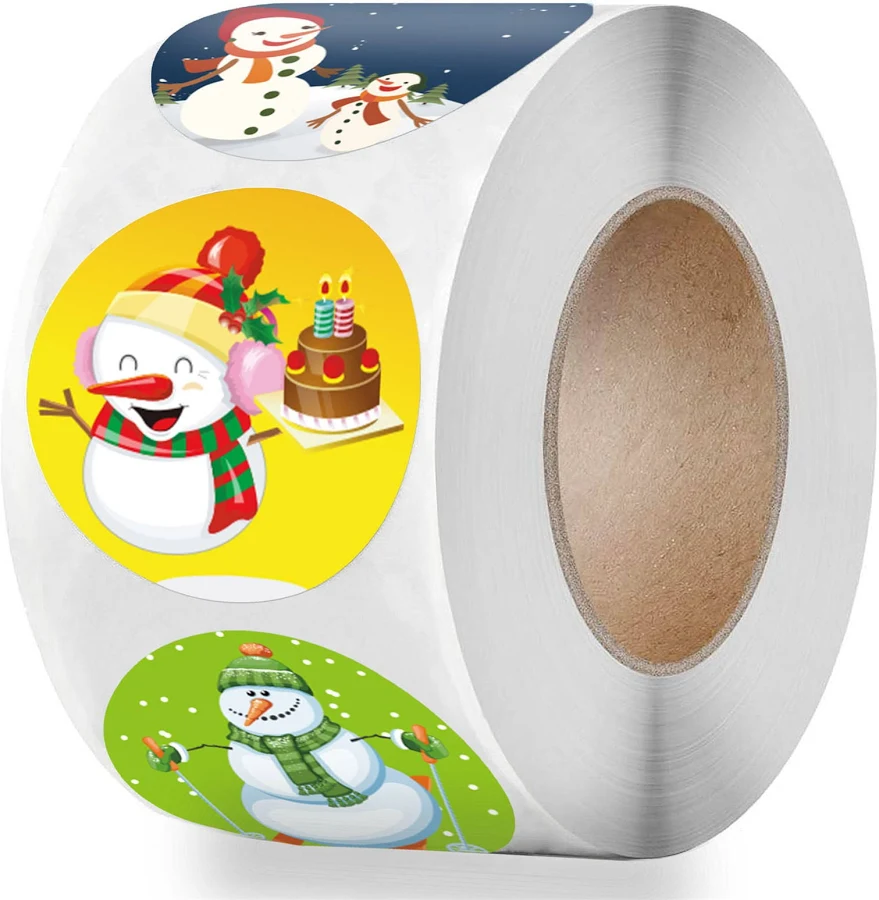 Christmas Sticker Roll, 500pcs Self-Adhesive Mini Holiday Labels 1.5 Inch Diameter for Gift Wrapping Card Envelope Decor - 1.5 Inch, Size: One size