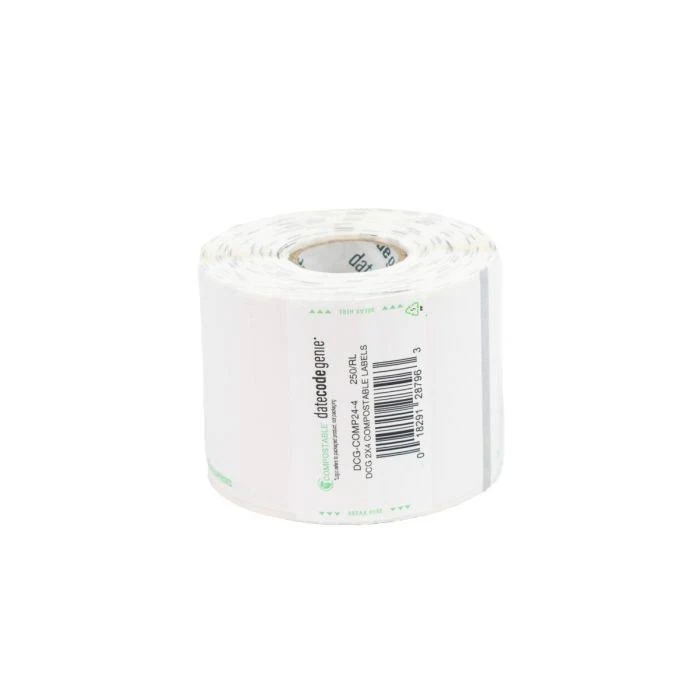 DateCodeGenie 2" x 4" Compostable Labels, 250 Labels/Roll (4 Rolls/Pack)