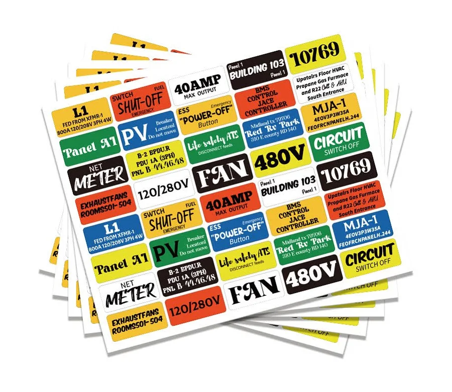 1 Set PVC Self-Adhesive Stickers Writable Label Stickers Rectangle Word 175x220mm 40pcs/sheet 5sheets/set