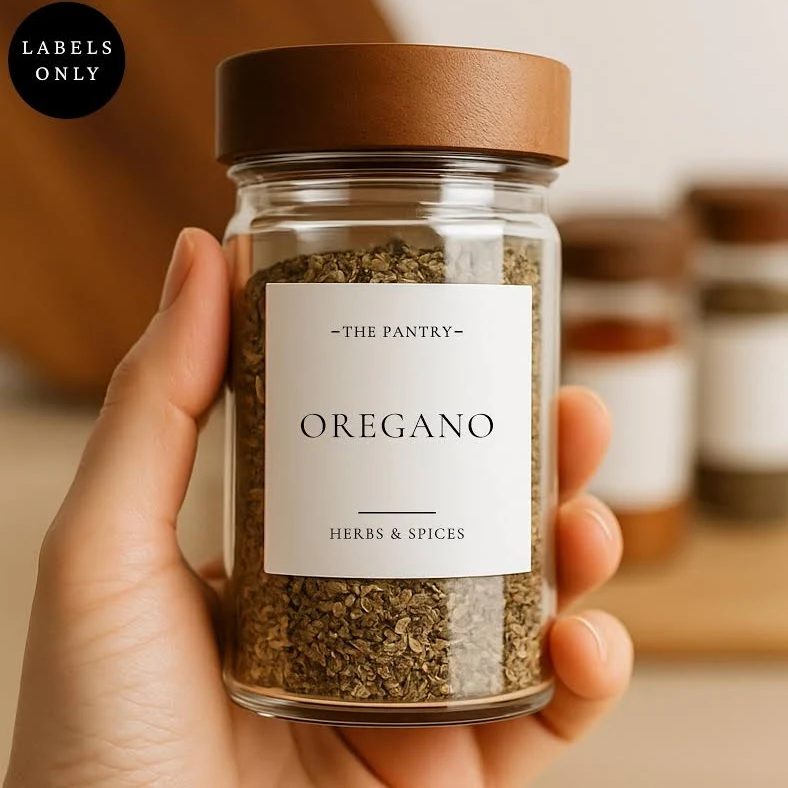 Personalised Herb & Spice Jar Labels: Water Resistant, Matte Finish