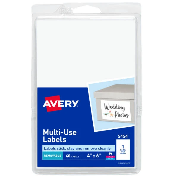 Avery Removable Multi-Use Labels 4 x 4 White 40/Pack