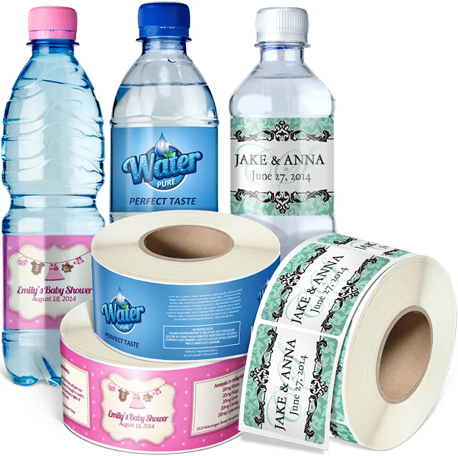 250 pcs Custom Water Bottle Labels in Roll - Custom Printing
