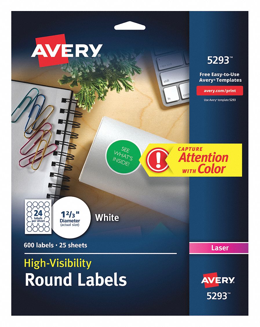 Avery? High Visibility Round Sure Feed Laser Printers