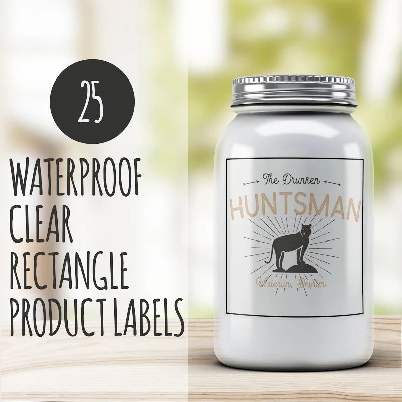 Rectangle - 25 Full Color Custom Clear Product Labels, stickers, waterproof