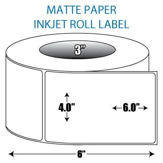 2" x 6" Labels, Weatherproof White Gloss, 1 Roll, 2" Core Inkjet