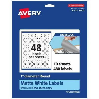 Avery TrueBlock Laser/Inkjet Round Multipurpose Labels