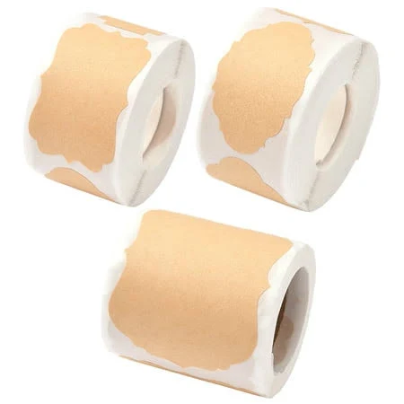 600pcs 3 Styles Brown Kraft Sticker Labels