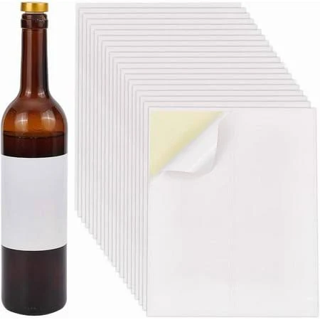Ph 20 Sheet/80pcs Adhesive Wine Bottle Labels Wine Label Stickers 3.94.9 inch White Blank Label Stickers Bottle Label Covers for Wine Wedding 