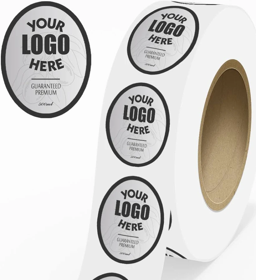 Custom 2 x 3 Inch Roll of Oval Labels - Durable Metallic - Silver Foil - 125 Pack