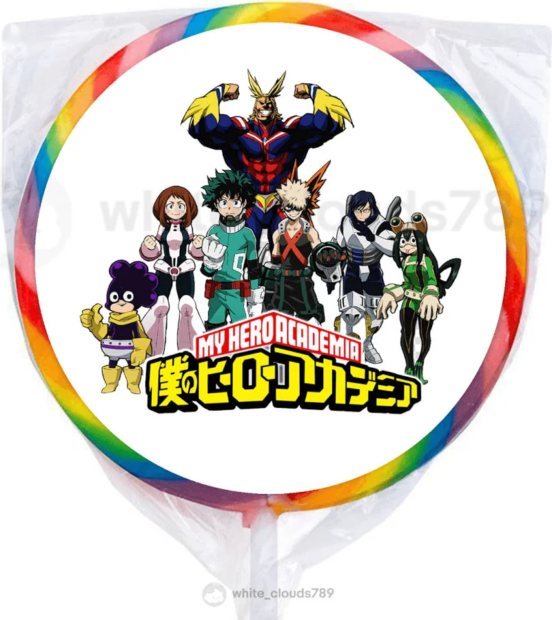 24 My Hero Academia Anime 1.67" Sticker Labels For Bag Lollipop Party