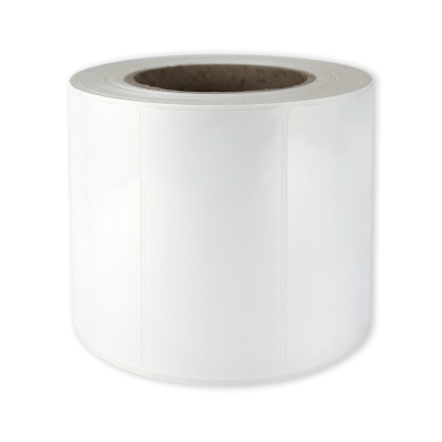 Polyethylene self-adhesive labels 100x50 mm durable white glossy plastic for thermal transfer, 1250 labels per roll