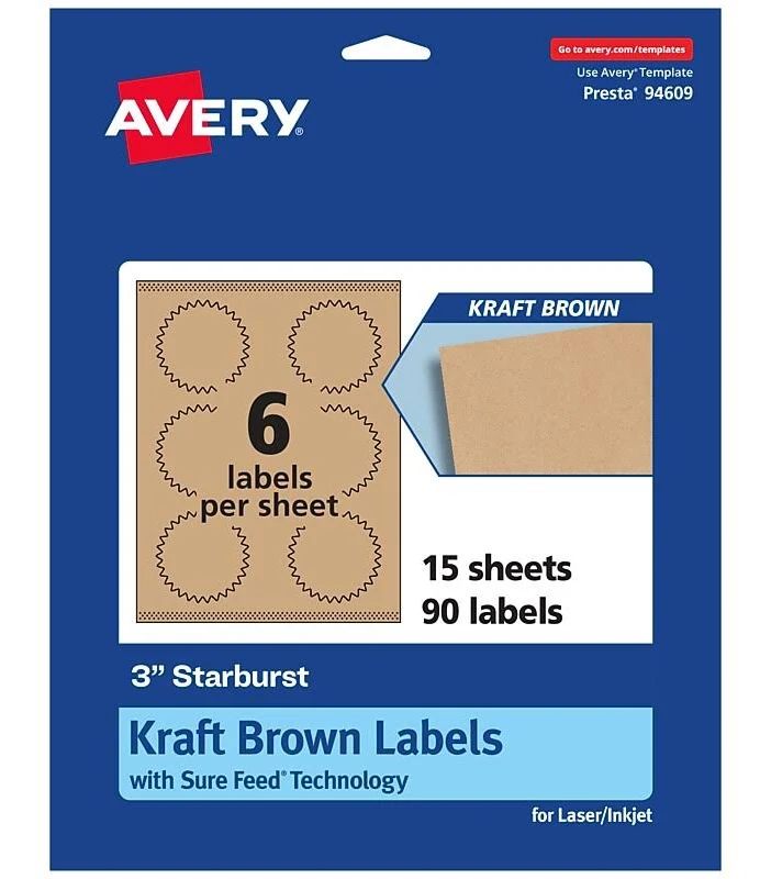 Avery Kraft Starburst Labels
