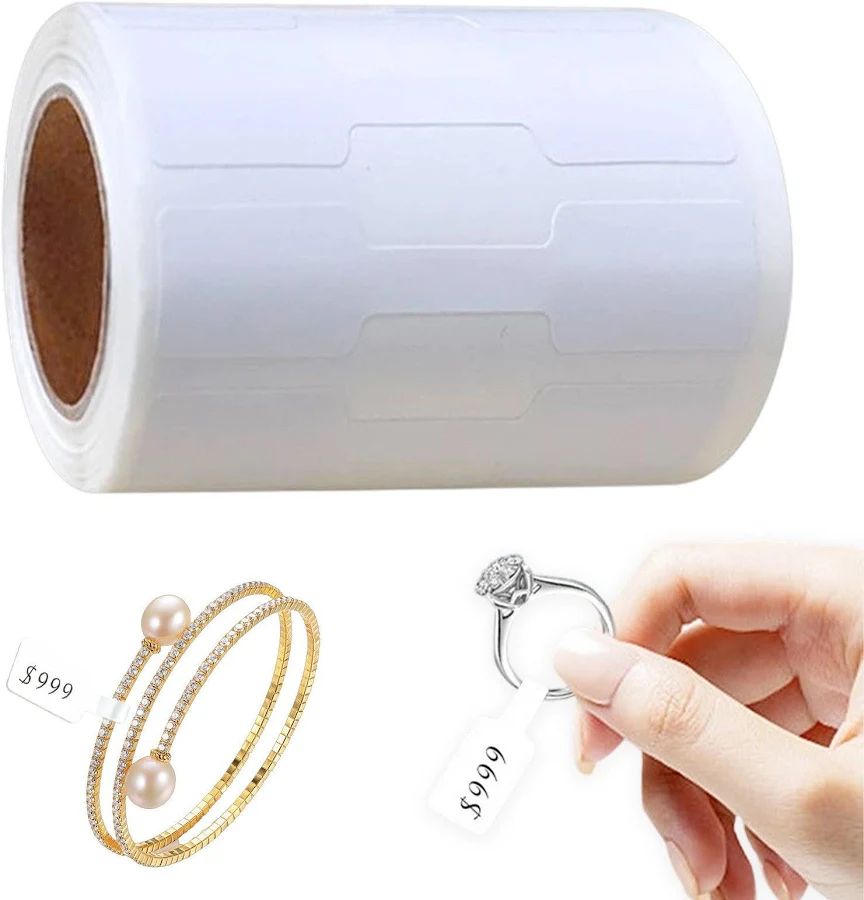 Clearance Under Dumbbell Shaped Jewelry Labels White Blank Stickers for Bracelets Rings Display Pricing and Tagging 500 per Roll, Size: 1*1*6