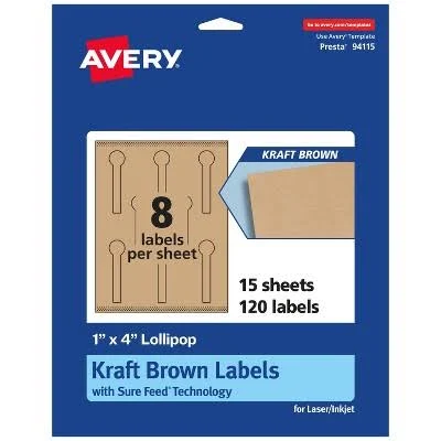Avery Kraft Brown Lollipop Labels