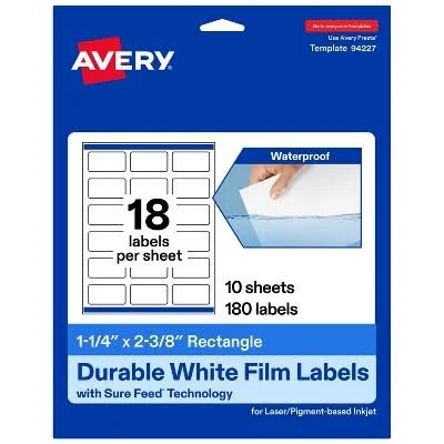 Avery 1-1/4" x 2-3/8" Waterproof Rectangle Labels