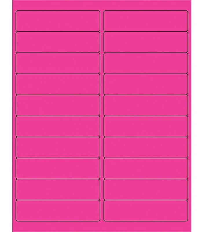 4 x 1" Fluorescent Pink Rectangle Laser Labels