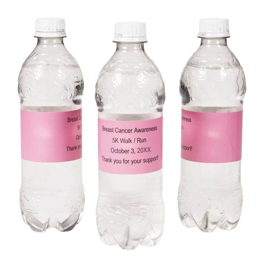 50 Pc Personalized Solid Color Water Bottle Labels
