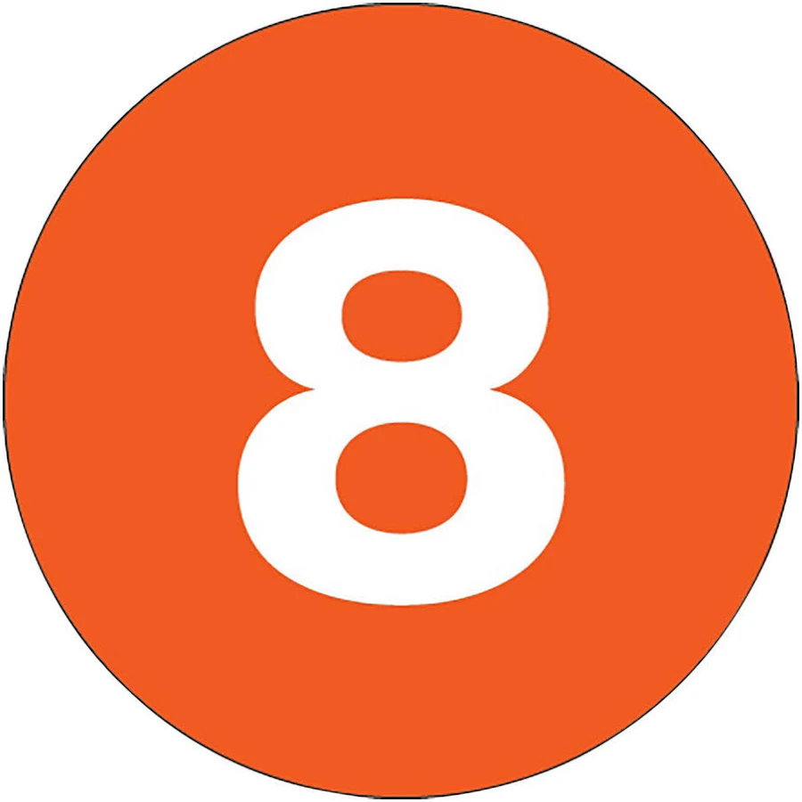 Tape Logic 1" Circle - 8" Orange Number Labels