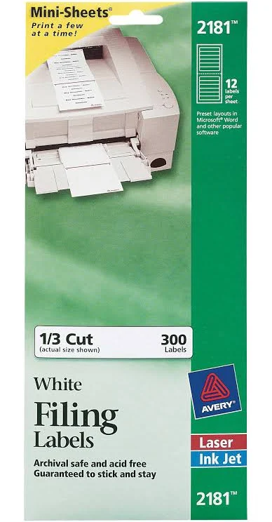 Avery File Folder Labels On Mini Sheets