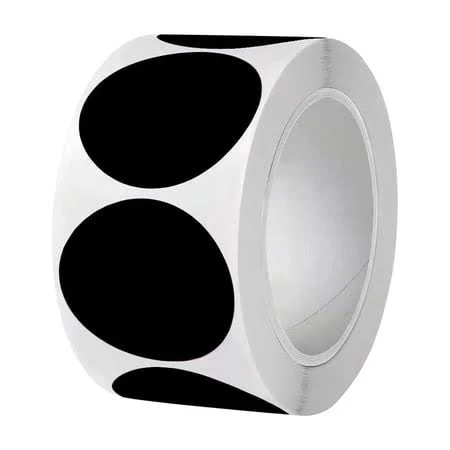 500 Pack 1 Inch Round Color Coding Labels, Paper Dot Sticker Roll for Office Crafts Packaging and Calendar Marks, Black