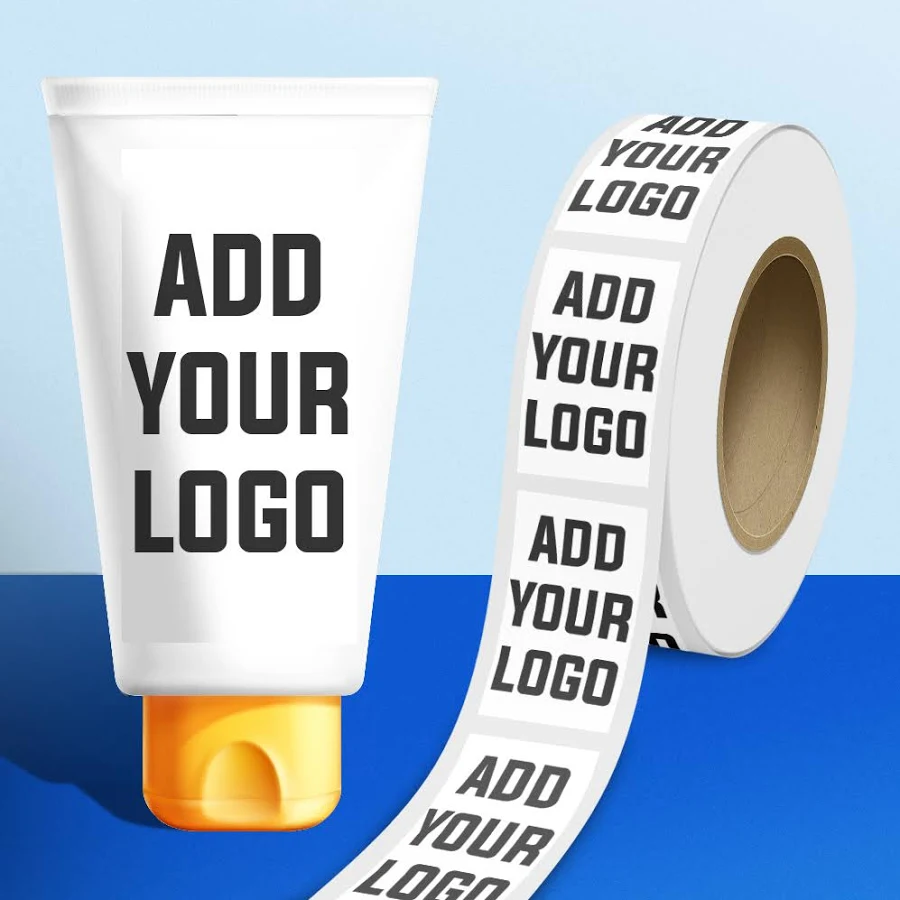 Custom White Glossy 1 1/4 x 3 1/2 Inch Roll of Rectangle Labels - 125 Pack - By Jam Paper