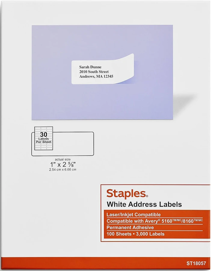 Staples Laser/Inkjet Address Labels 2