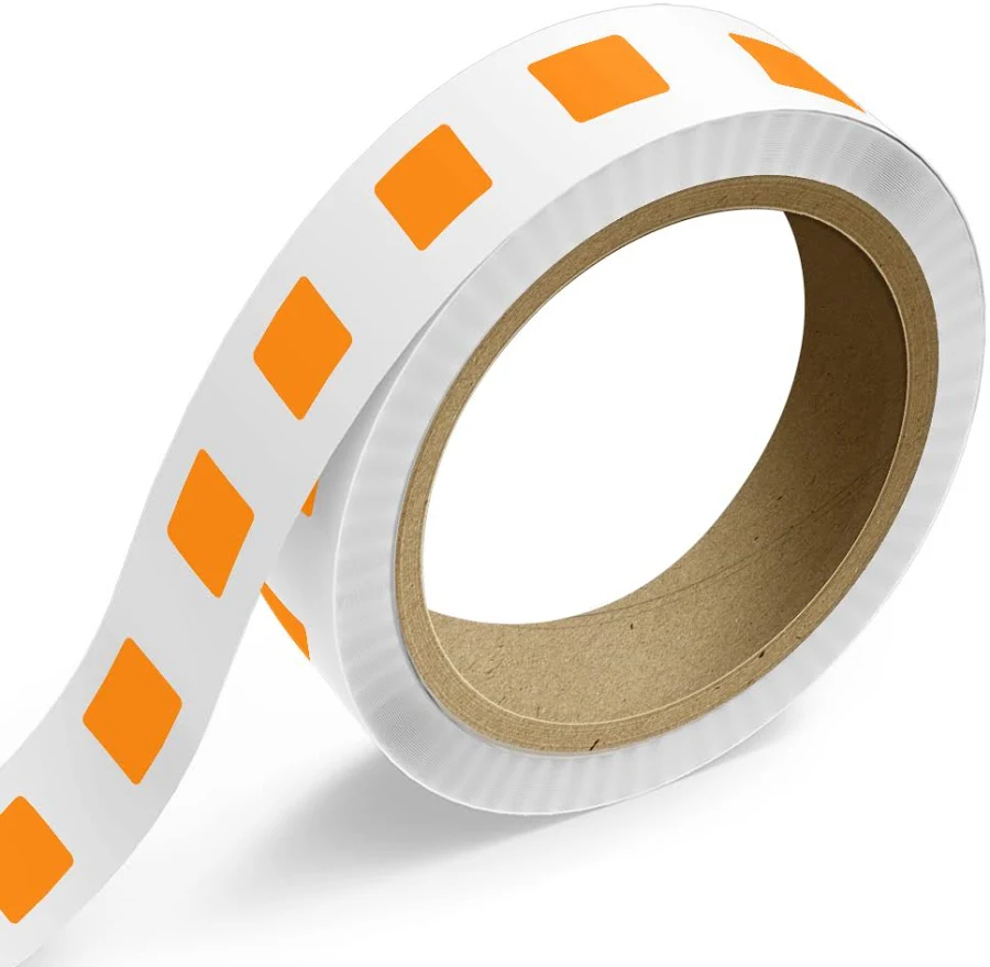 Neon Orange 1 1/2 x 1 3/4 Inch Roll of Rectangle Labels - Bright Adhesive - 125 Pack