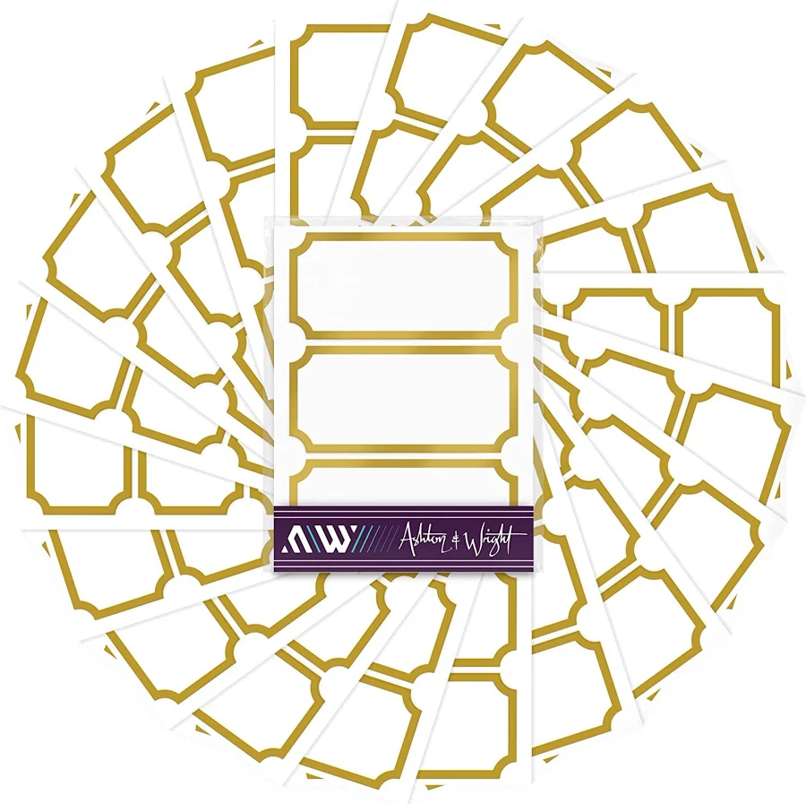 Ashton and Wright Gold Border Stickers 60 Easy Peel Jam Jar Labels