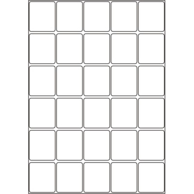 White paper self-adhesive labels 40x46 mm, on A4 sheet, for laser and inkjet printing