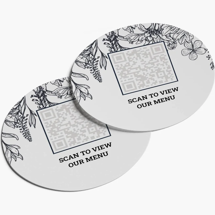Custom Circle Stickers | 2" x 2" | White, Gray and Cream | VistaPrint | Design: White, Restaurants, Coffee Shops, Bakeries, Food Service