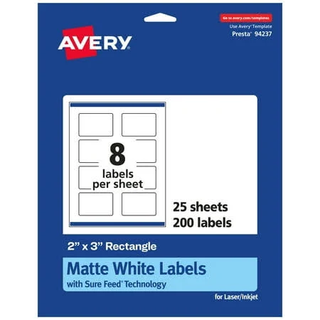 Avery Matte White Rectangle Labels