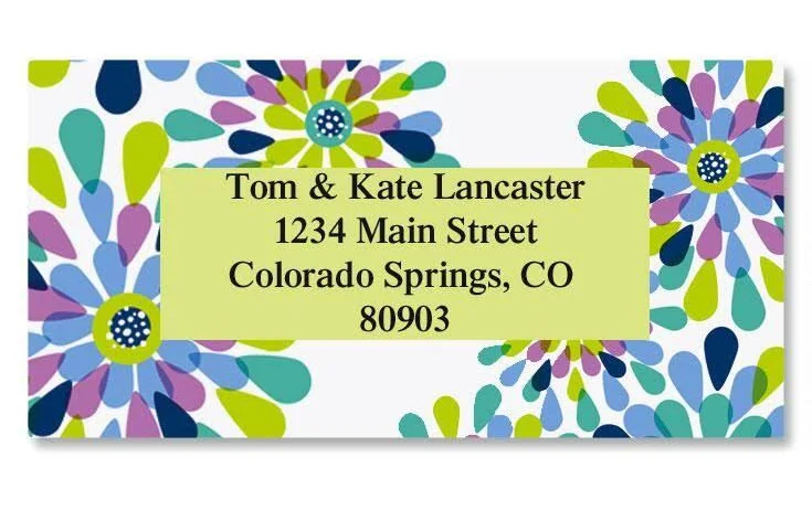 Personalized Fresh Blooms Border Self-Stick Address Label -144 per Set