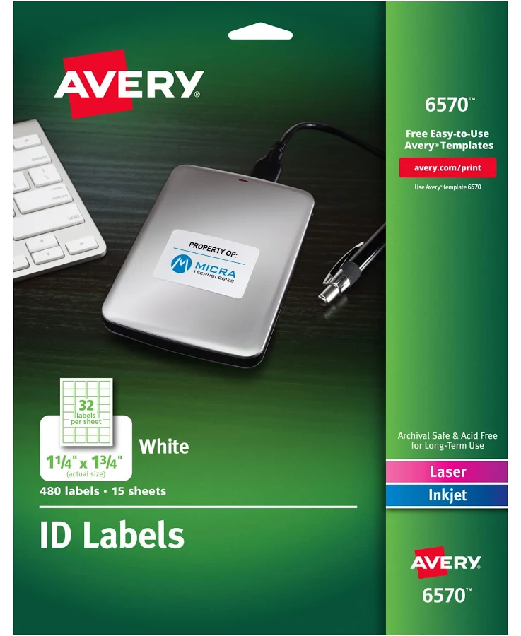 Avery Laser Inkjet Permanent ID Labels