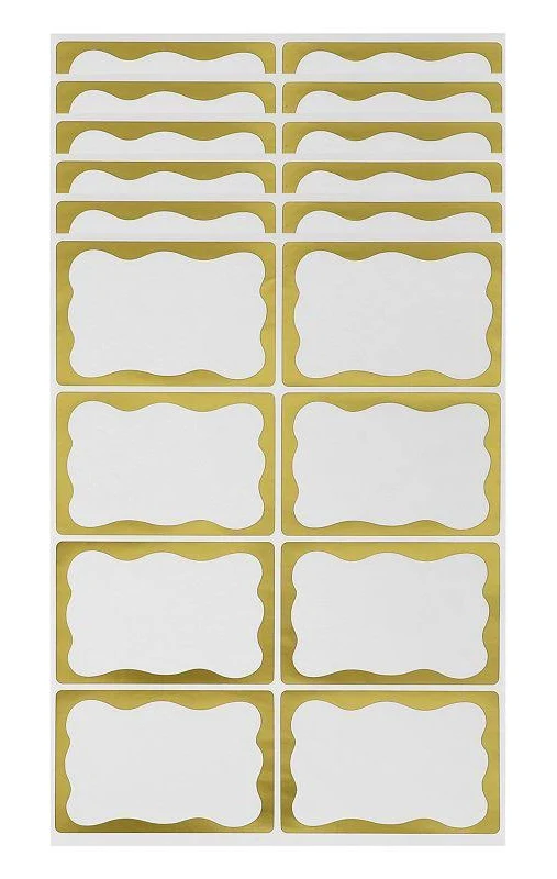 Handwritable Gift Stickers 3"x2" 6 Pcs, Foil Gold Tone