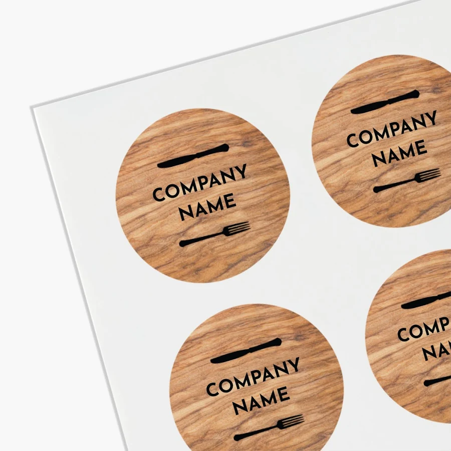 Custom Product Labels on Sheets | 1"x1" | Brown, Yellow and Pink | VistaPrint | Design: Brown, Food Service, Food & Beverage, Styles & Themes