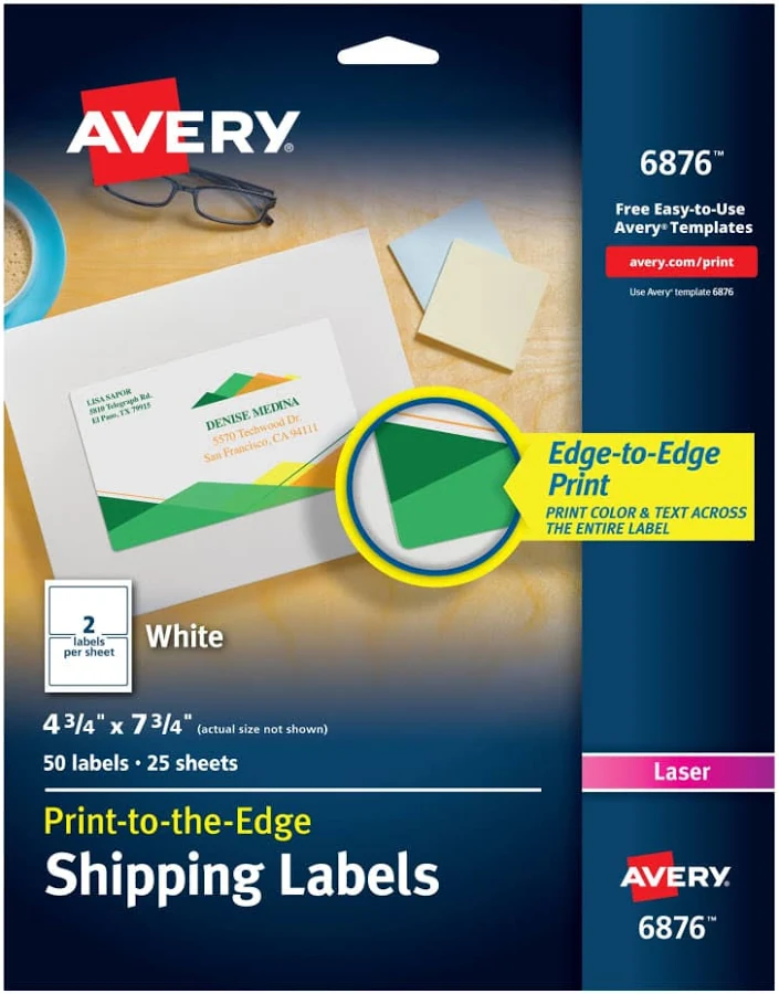 Avery? Sure Feed? Technology Print to the Edge Permanent Adhesive Shipping Labels