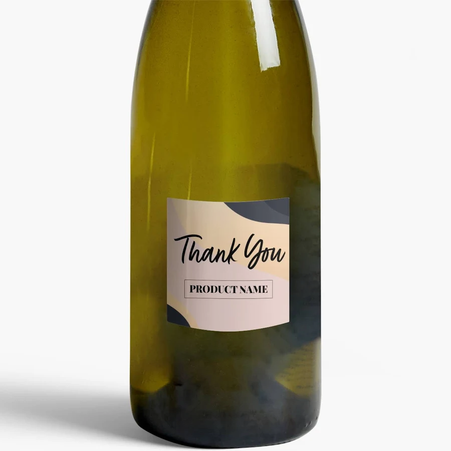 Custom Wine Labels | 2” x 2” | Gray, Cream and Brown | VistaPrint | Design: Gray, Elegant