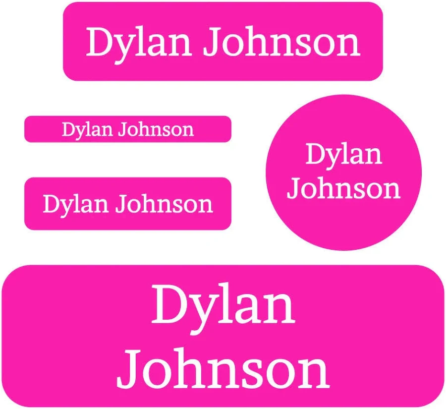 Personalized Waterproof Labels Pack - One Color Waterproof Labels Pack - Hot Pink by Name Bubbles