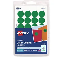 Printable Self-Adhesive Removable Color-Coding Labels, 0.75" dia, Green, 24/Shee