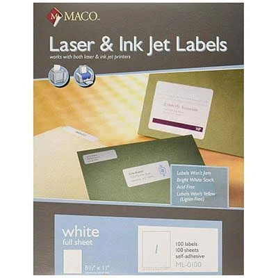 White Laser Labels 100 Pack | Laser Labels - Generic 100/pk / 10/pg