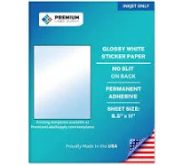 Glossy White Sticker Paper – 8.5" X 11" Full Sheet Labels – Inkjet